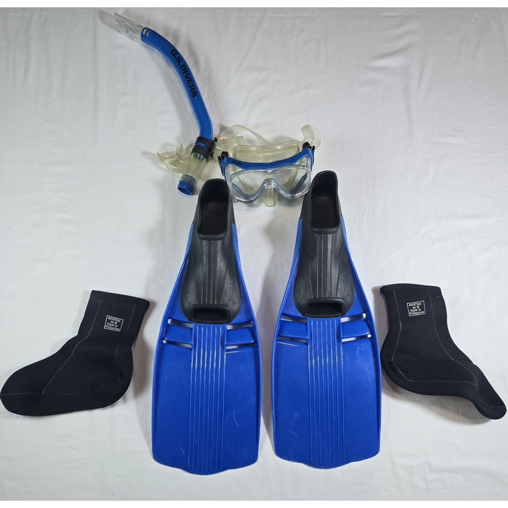 U.S Divers Snorkeling/Diving Gear: Fins, Mask, Snorkel, Water Socks 6.5-8(40-41)